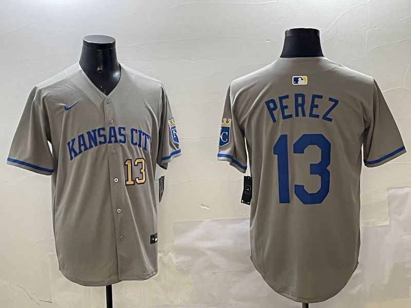 Men Kansas City Royals #13 Perez Grey Game 2025 Nike MLB Jersey style 3163
